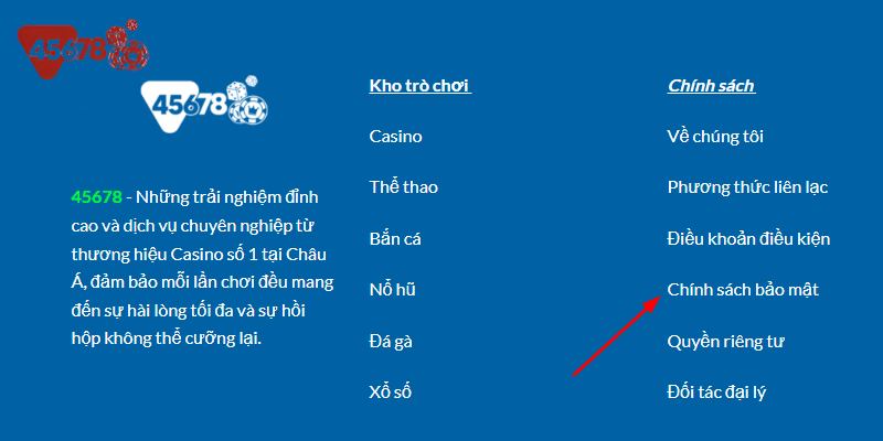 Chính sách bảo mật tại 45678